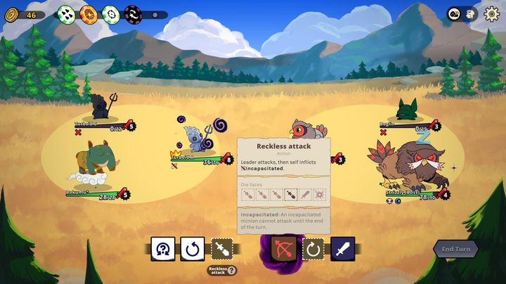 Chimera battle one another in Dicefolk.
