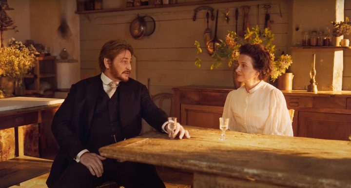 A man and a woman gaze at each other in The Taste of Things.