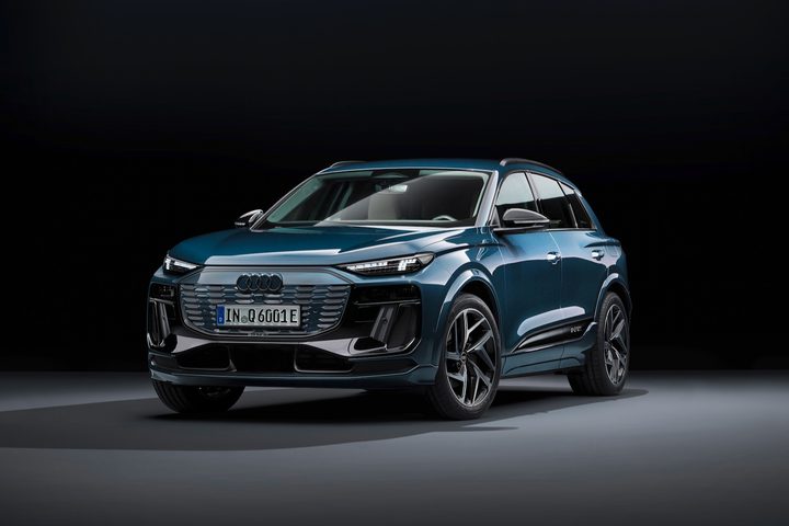 2025 Audi Q6 e-tron front three quarter view.