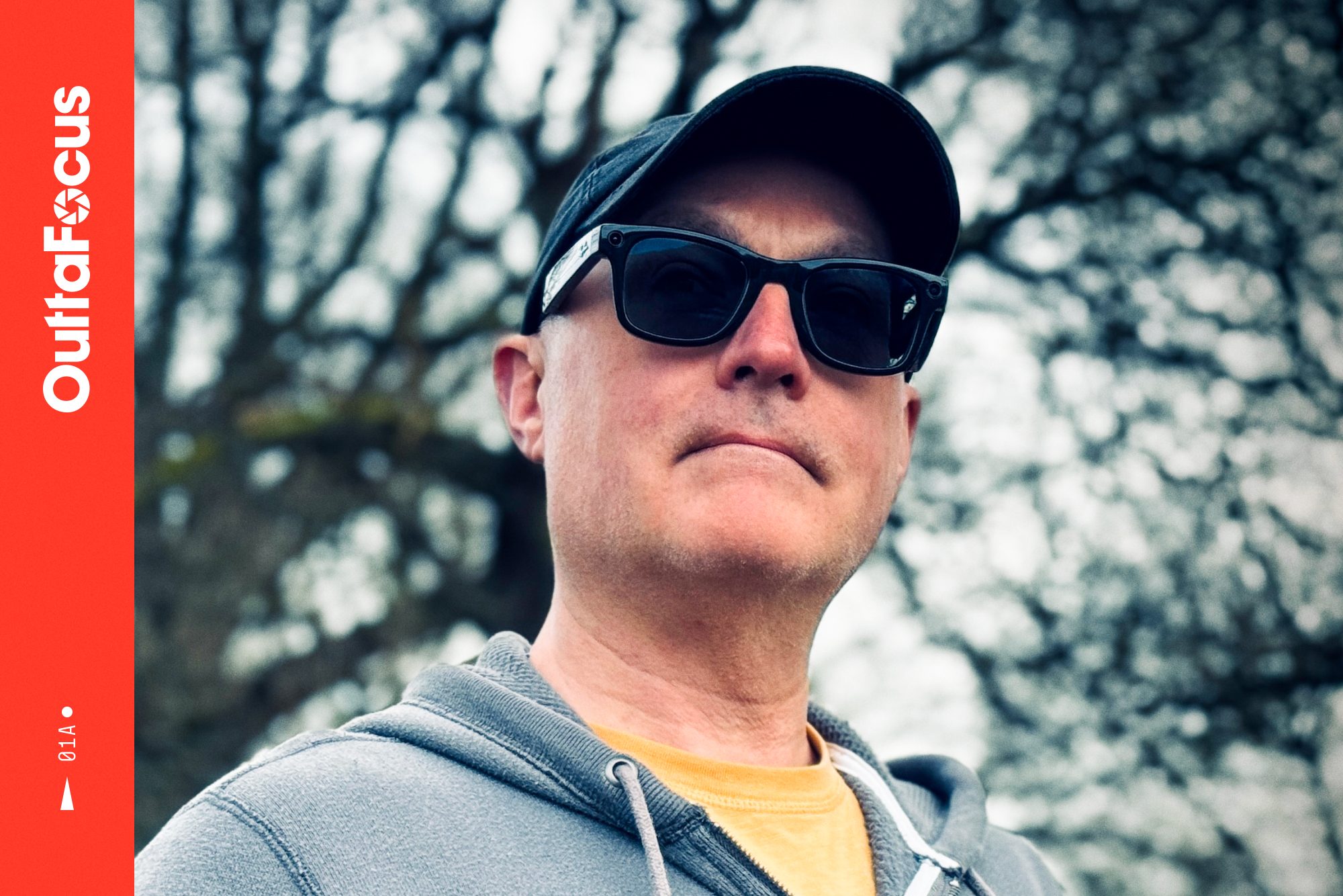 A person wearing the Ray-Ban Meta smartglasses, taking a photo.