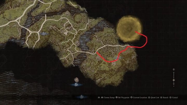 A map to the nameless village in Dragon's Dogma 2.