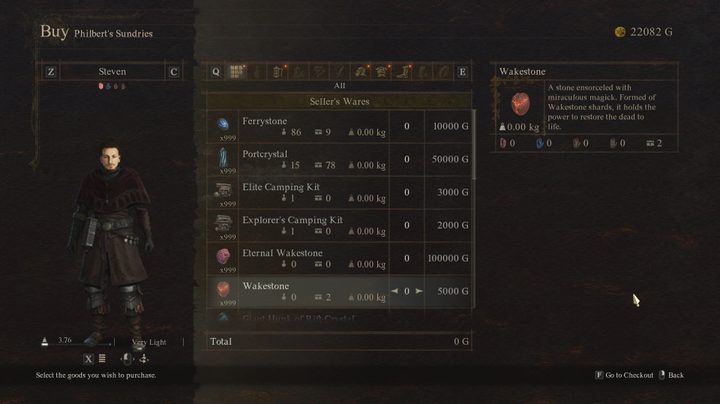 A modded shop inventory in Dragon's Dogma 2.