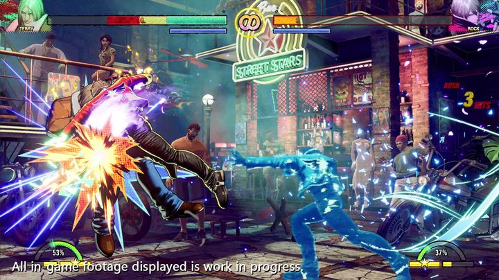 A fight in Fatal Fury: City of the Wolves.