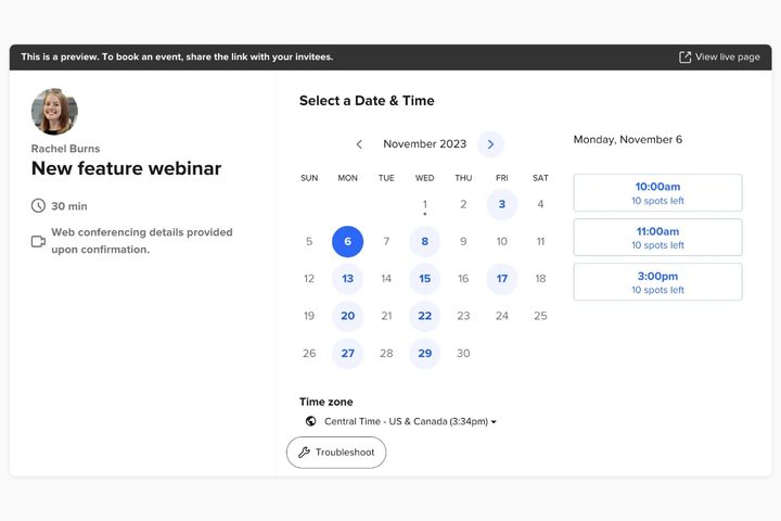 The Calendly calendar and scheduling app.