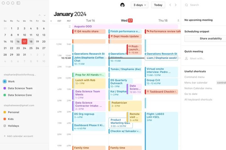 The Notion Calendar app.