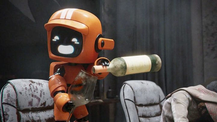 A robot pours a drink in Love, Death, and Robots.