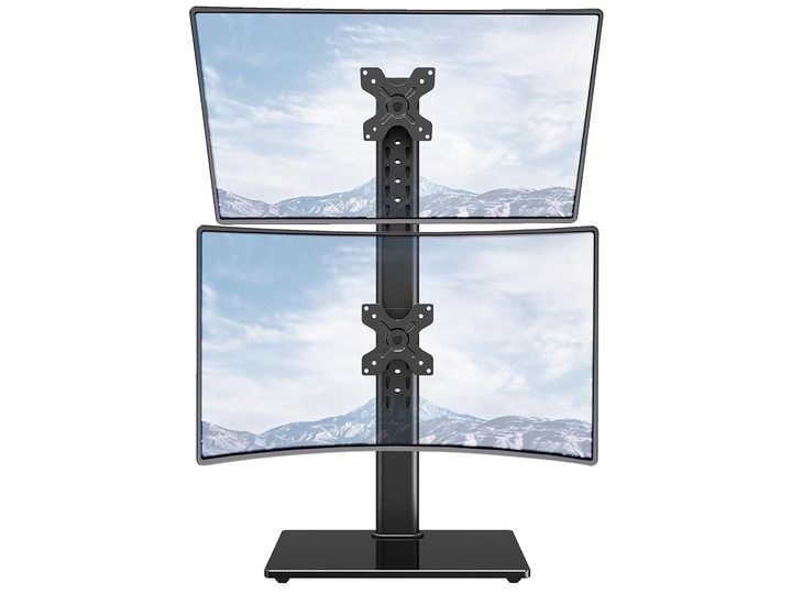 The Mountup Vertical Dual Monitor Stand on a white background.