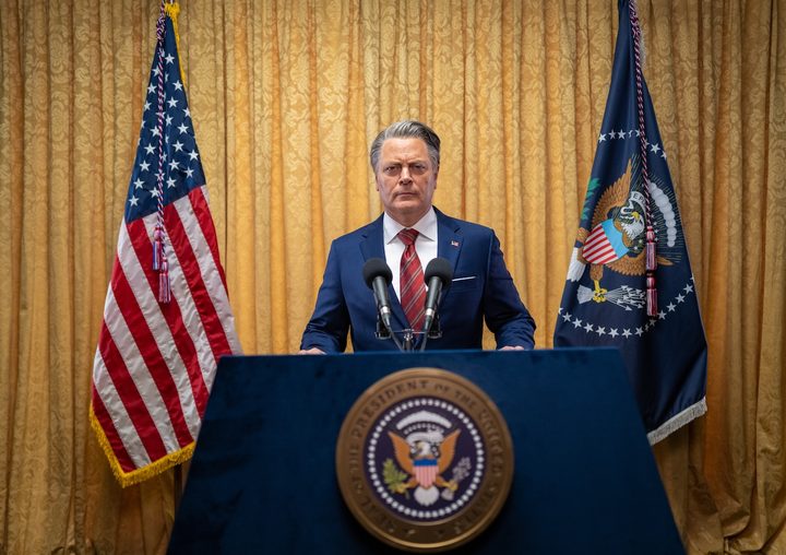 Nick Offerman as the president in Civil War