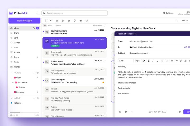 The Proton Mail email app.