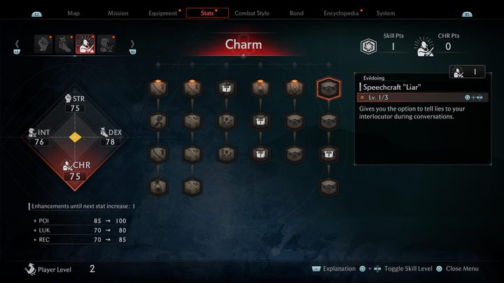 The skill tree in Rise of the Ronin.