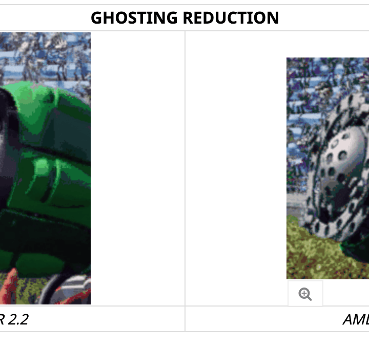 Two screenshots side by side of FSR 3.1 compared to FSR 2.2 in ghost reduction.