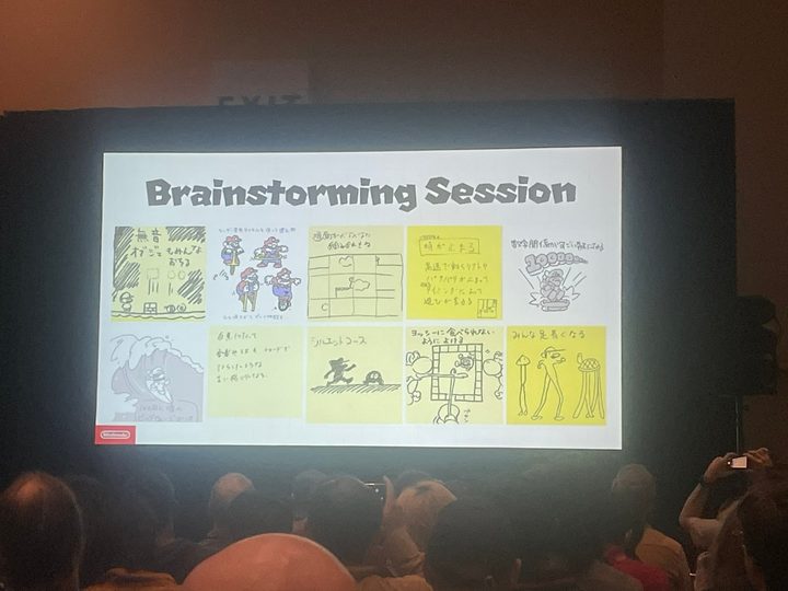 A slide about the brainstorming process for Super Mario Bros. Wonder's Wonder Effects.