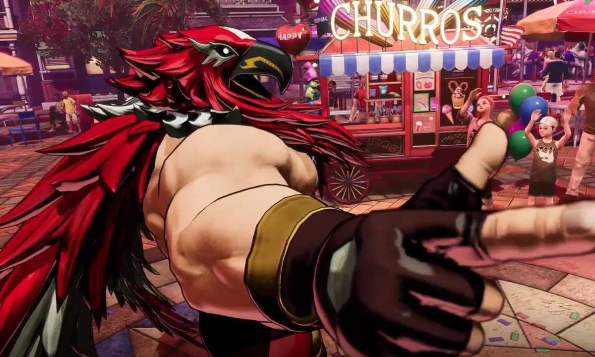 Tizoc pointing his finger during his intro in Fatal Fury City of the Wolves.