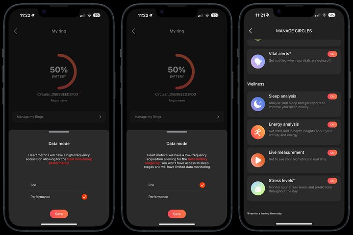 the Circular Ring Slim's app.