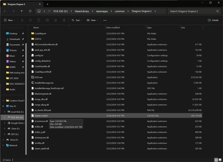 Shader cache location for Dragon's Dogma 2.