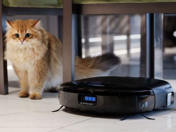 eufy Omni S1 Pro robot vacuum and mop combo with cat