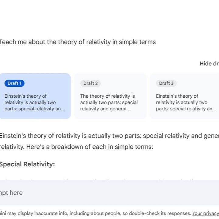 Google Gemini Theory of Relativity.