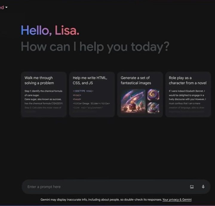Gemini Advanced home page.