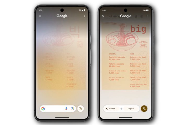 Renders showing Circle to Search's new translation button.