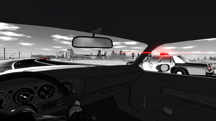 A car outruns the cops in Heading Out.