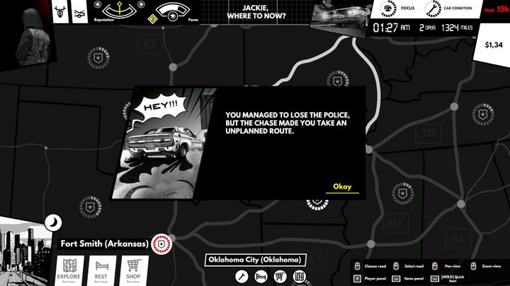 A map shows a random event in Heading Out.