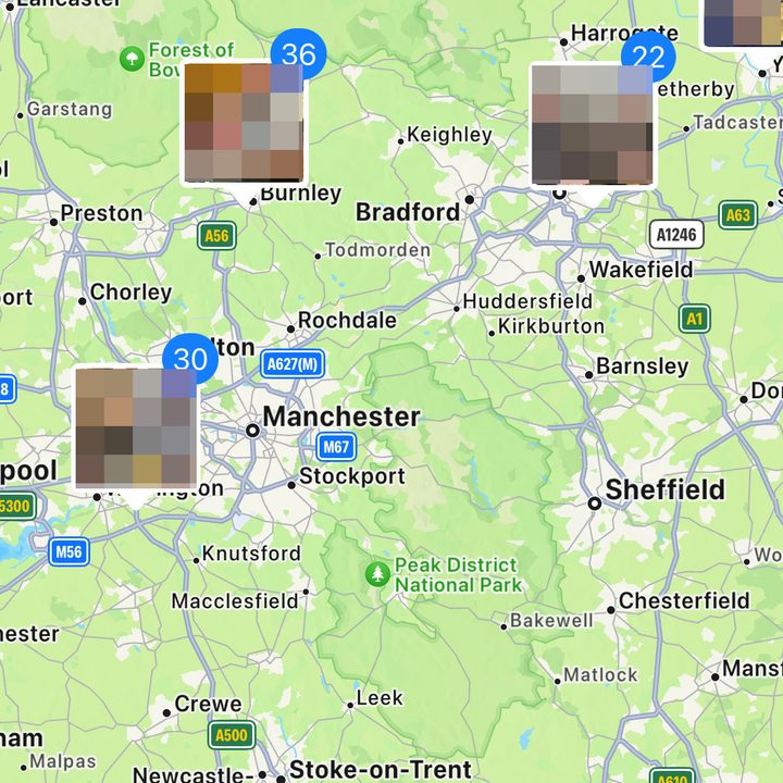 The Map view of Places.