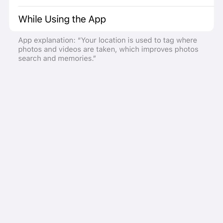Removed location services from the Camera app.