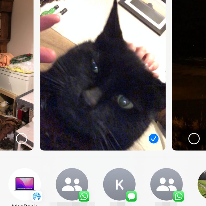 The sharing screen in Photos.