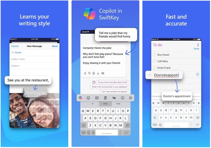 App Store screenshots for Microsoft SwiftKey AI Keyboard.