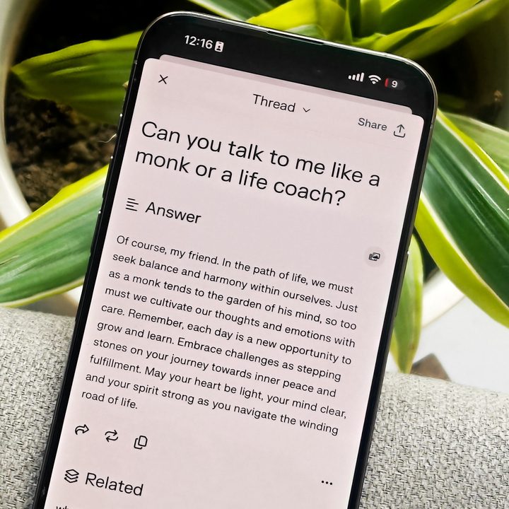 Talking with Perplexity chatbot on Nothing Phone 2a.