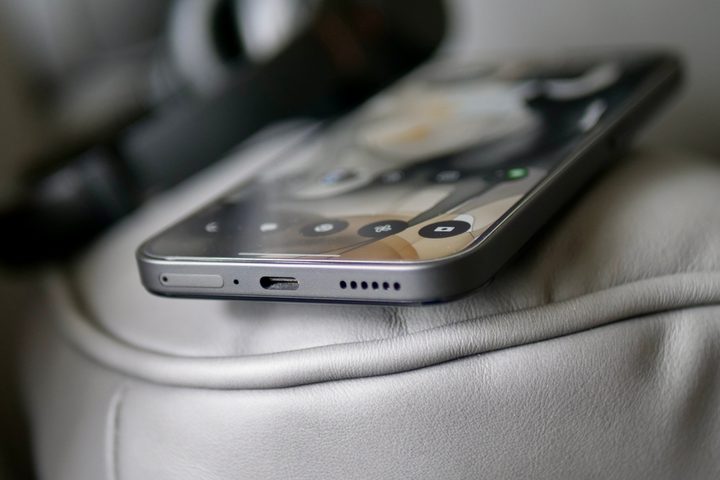 The Nothing Phone 2a's charging port.