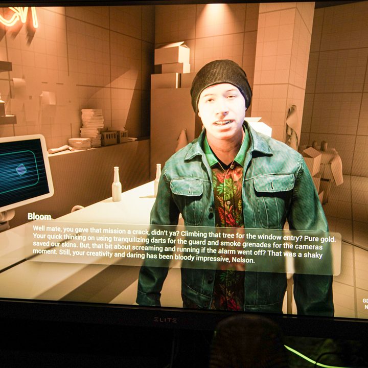 The AI-driven demo from Ubisoft showing a character in dialogue.