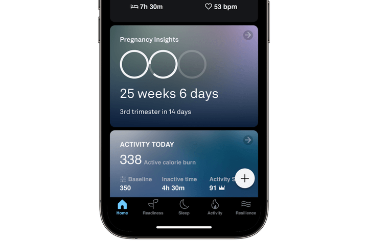 Screenshot of Oura Ring's Pregnancy Insights feature.