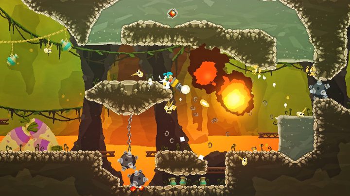 A character fires a chaingun in Pepper Grinder.