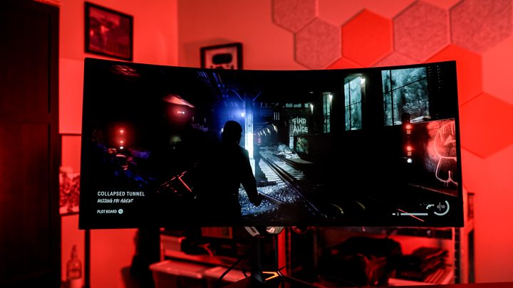 Alan Wake 2 running on the Asus ROG Swift PG34WCDM.
