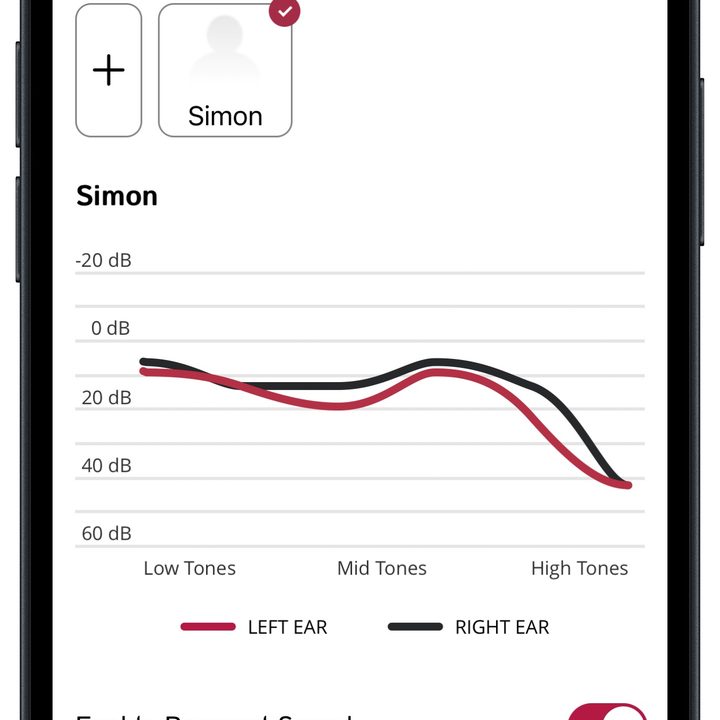 PSB Speakers Headphones app for iOS: Audiodo profile tuning.