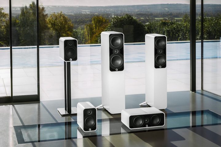 The Q Acoustics 500 series speakers.