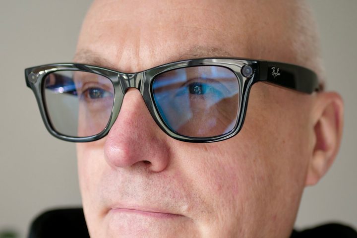A person wearing Ray-Ban Meta smartglasses.