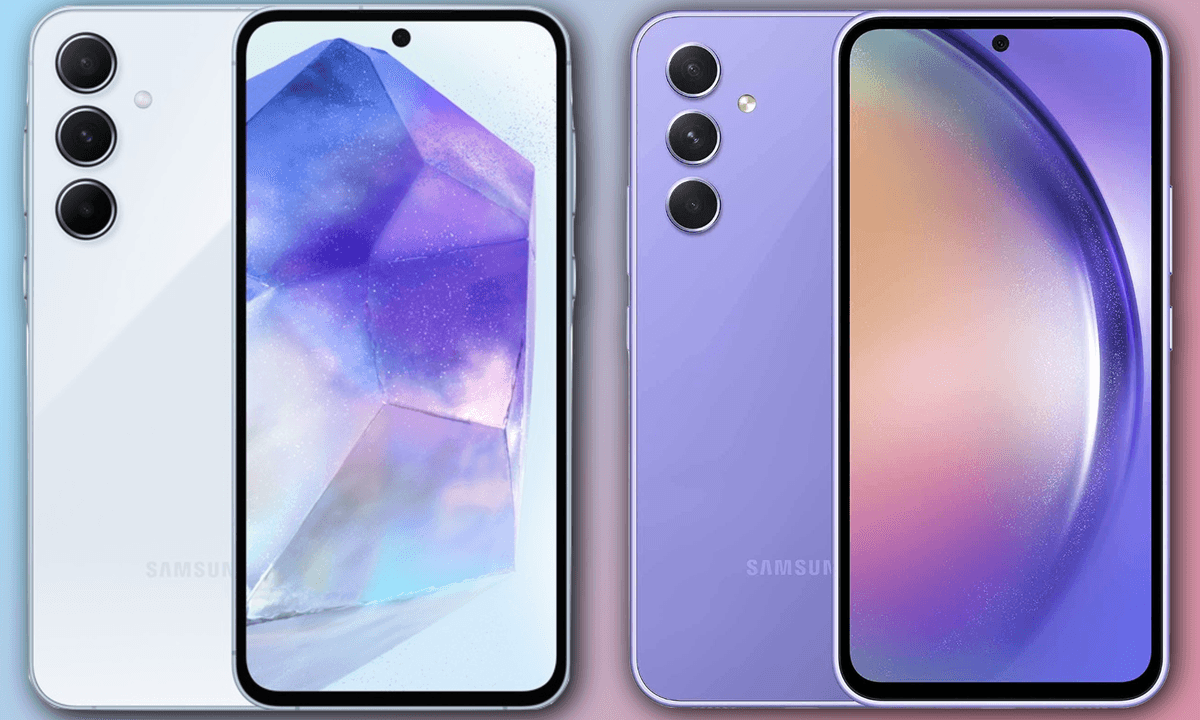 Renders of the Samsung Galaxy A55 next to the Galaxy A54.