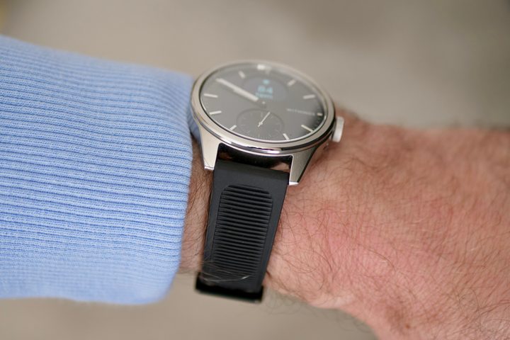 A person wearing the Withings ScanWatch 2.