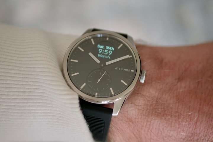 A person wearing the Withings ScanWatch 2.
