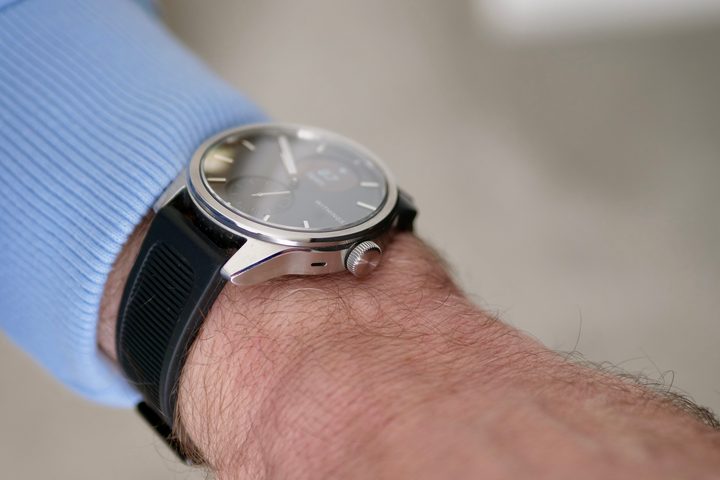 A person wearing the Withings ScanWatch 2.