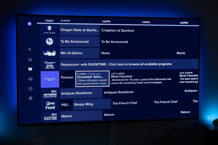 The Sling TV channels guide.