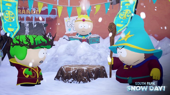 Cartman and Kyle argue in South Park: Snow Day!