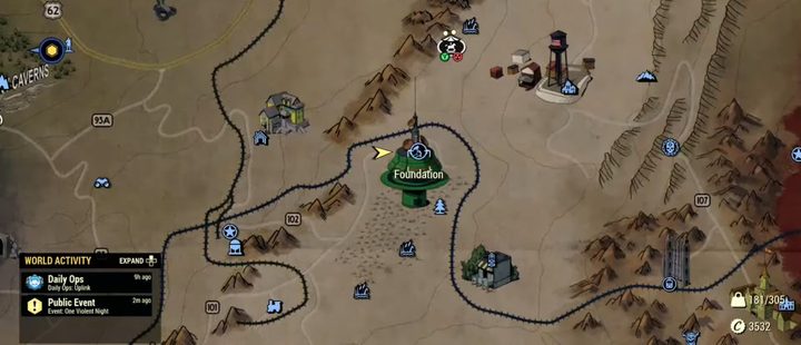 A map of the foundation in Fallout 76.