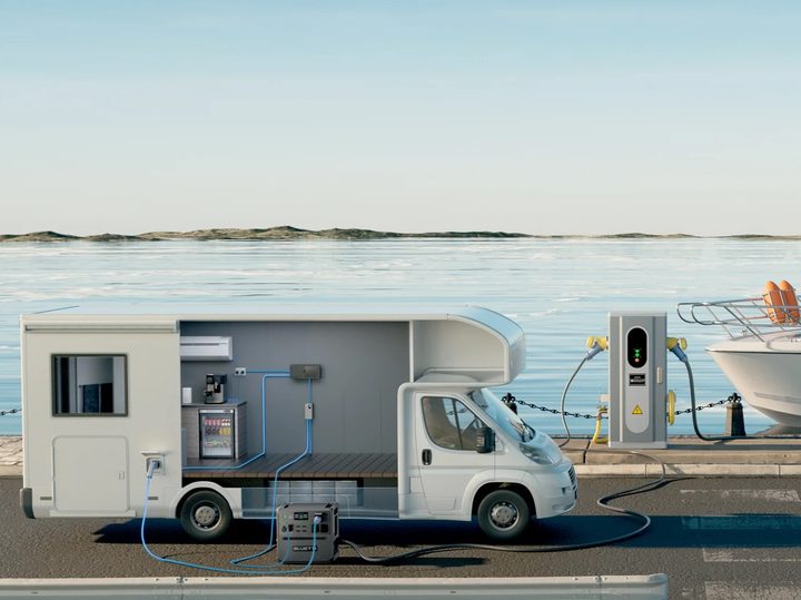 BLUETTI AC240 IP65 portable power station used with RV