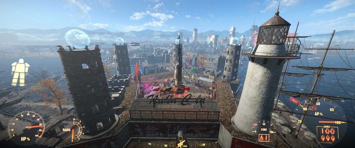 A custom castle built in Fallout 4.