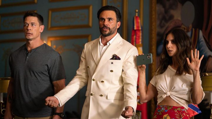John Cena, Juan Pablo Raba, and Alison Brie in Freelance.