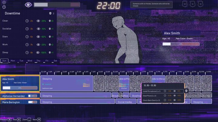 Timeline gameplay from Life Eater.