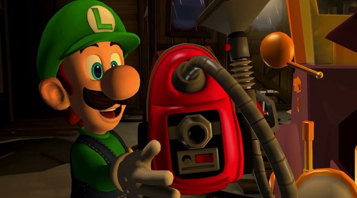 Luigi with the Poltergust 5000.